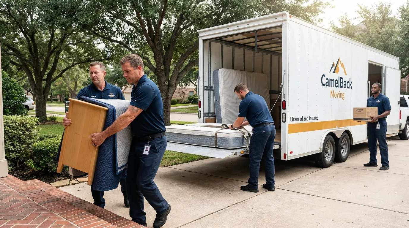 Crew loading residential truck for cross-state move from Granville, IL